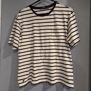 Polo by Ralph Lauren White and Navy Striped Pocket Tee